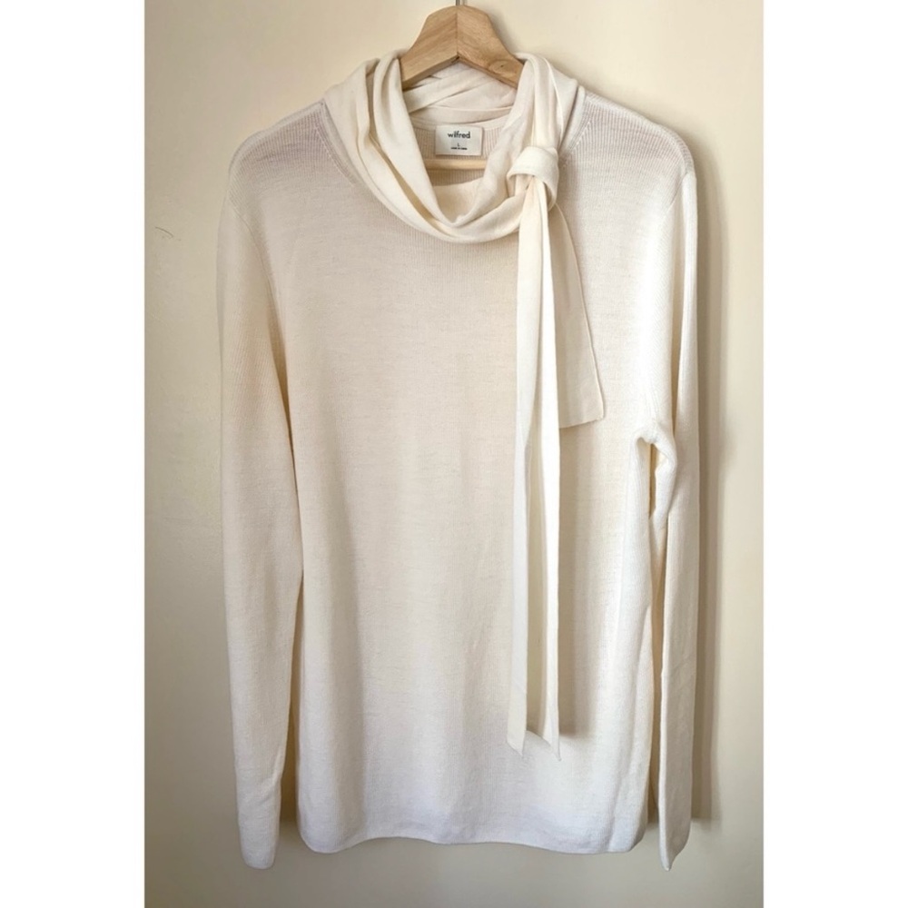 Wilfred • L • Adalie Cream Long Sleeve Tie Neck Sweater